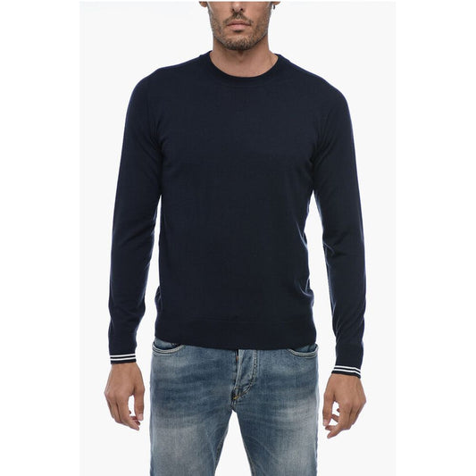 Peserico Virgin Wool Sweater with Striped Cuffs