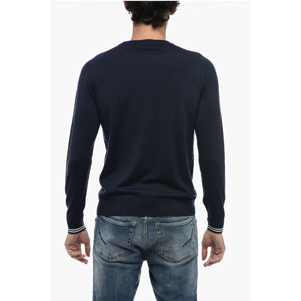 Peserico Virgin Wool Sweater with Striped Cuffs