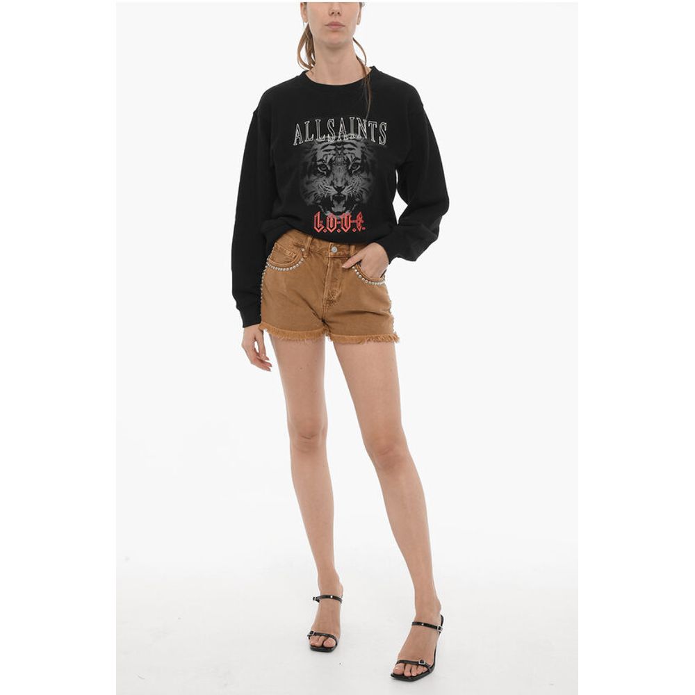 AllSaints Frayed Hem HEIDI Shorts with Studs