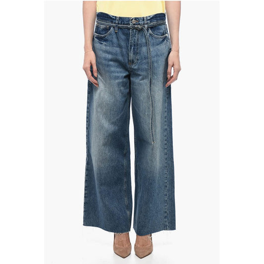Frame High-Waisted Baggy Denims with Raw-Cut Hem