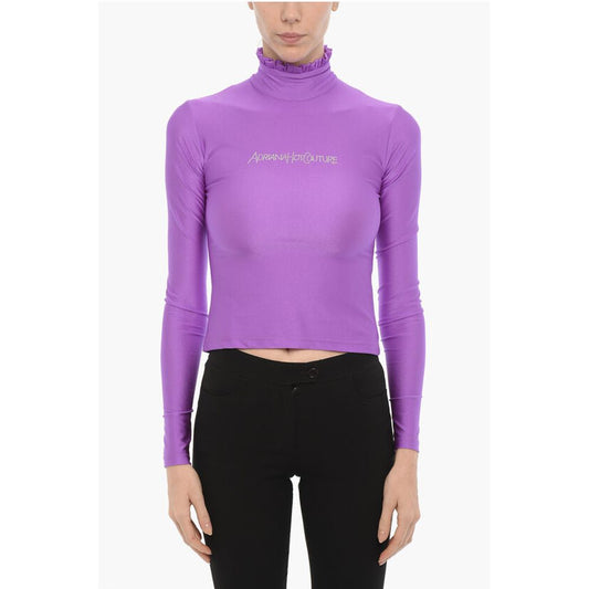 Adriana Hot Couture Turtleneck Top with Rhinestone Logo