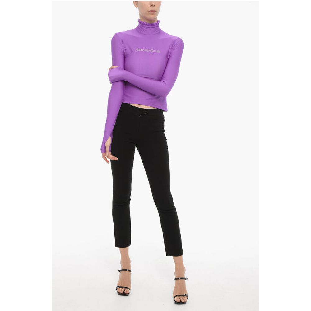 Adriana Hot Couture Turtleneck Top with Rhinestone Logo