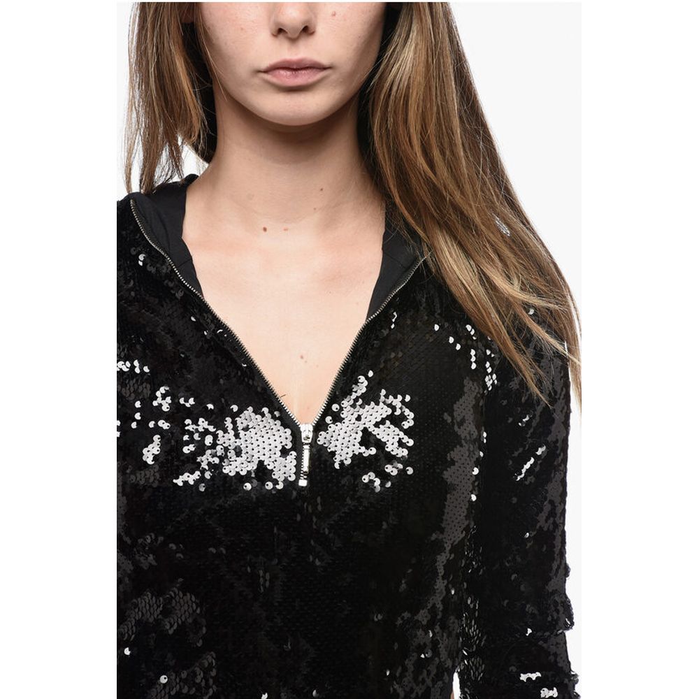 Adriana Hot Couture Sequined Bodysuit with Hood