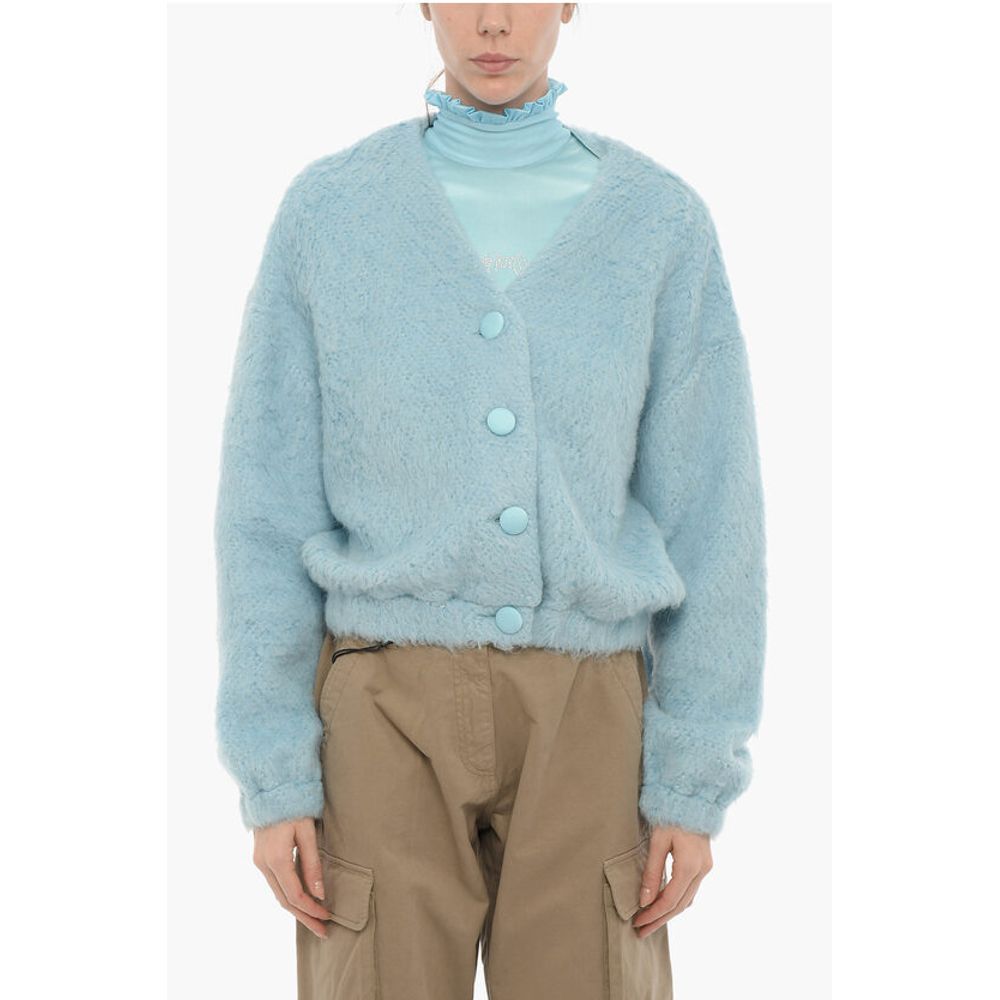 Adriana Hot Couture V-Neck Solid Color Fluffy Cardigan