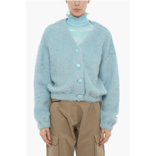 Adriana Hot Couture V-Neck Solid Color Fluffy Cardigan
