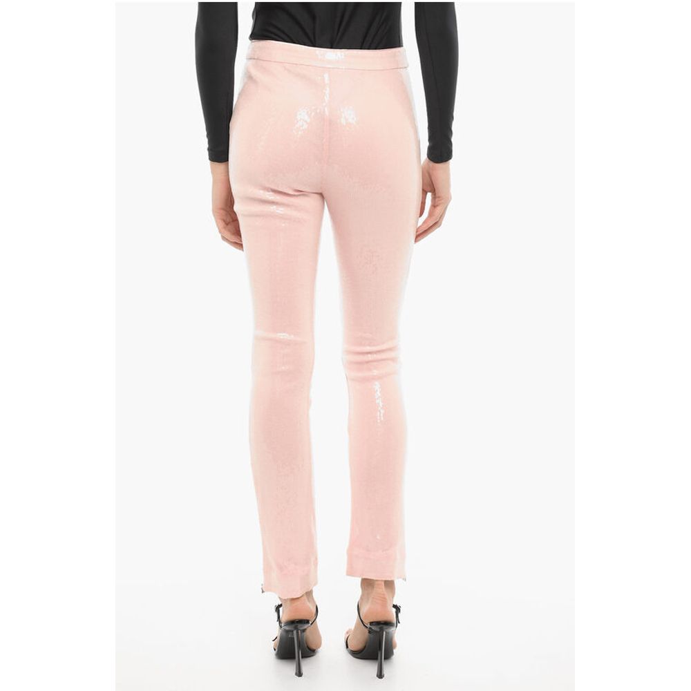 Rotate Sequined Bootcut Pants with Ankle Zip