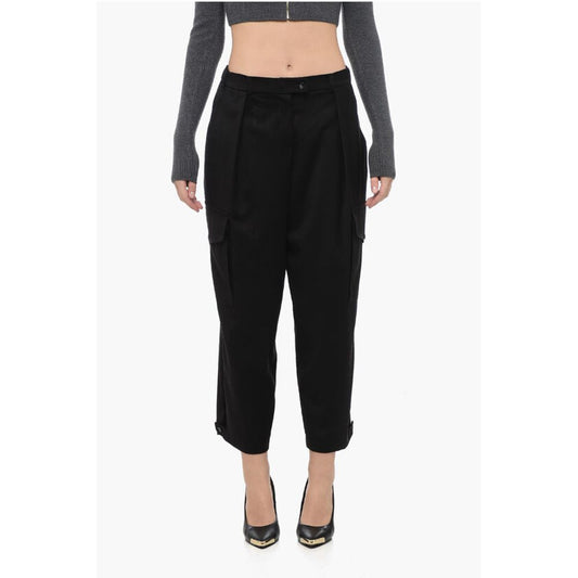 Edra Solid Color Single Pleat Cargo Pants
