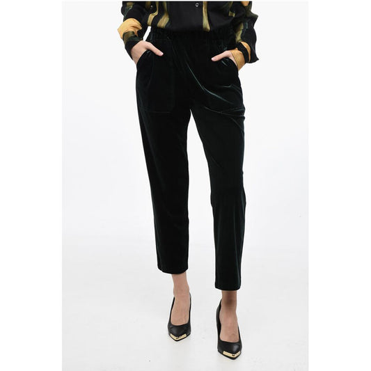 Edra Velvet Lurex Pants with Elastic Waistband