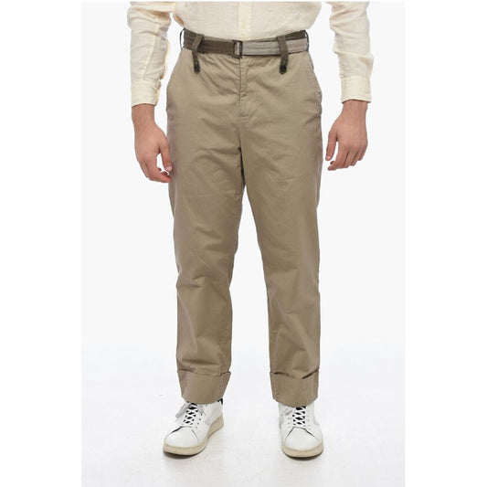 Sacai Belted Chino Pants with Turn-Up Hems