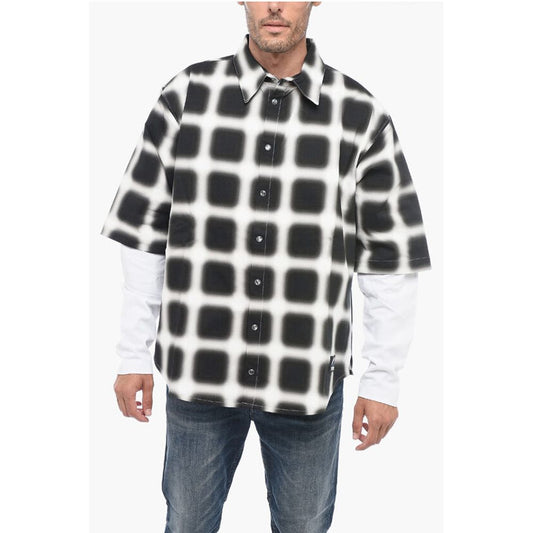 Marcelo Burlon Snap Buttoned BLURRED CHECK Cotton Shirt