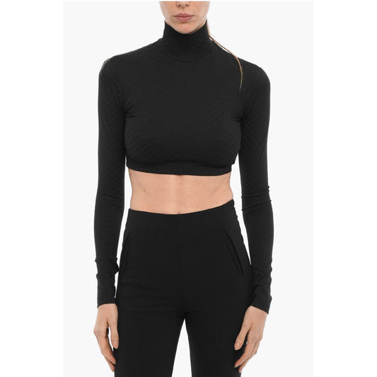 Ambush All-Over Monogram Turtle-neck Crop Top