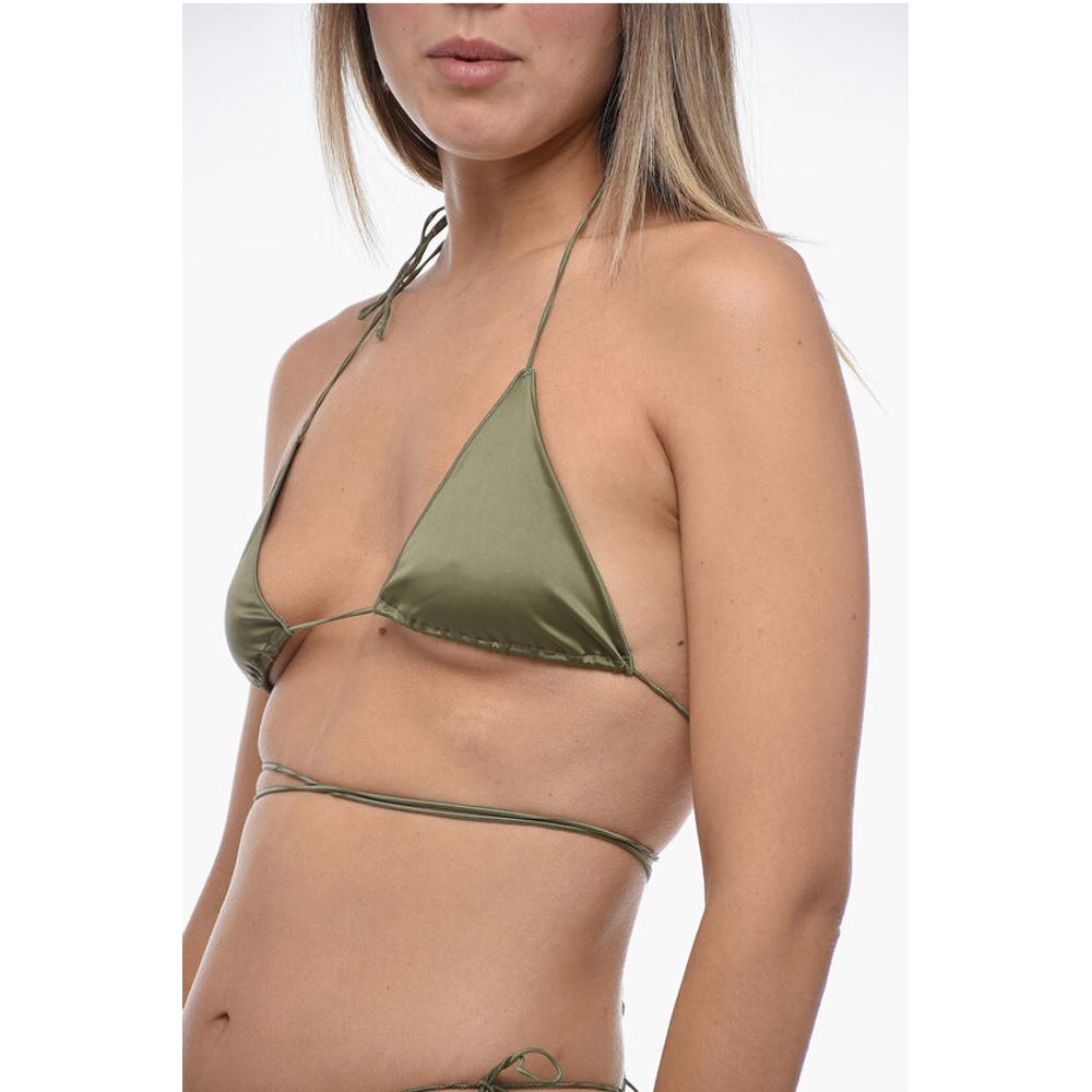 Oséree Solid Color Satin Tie-Side Bikini