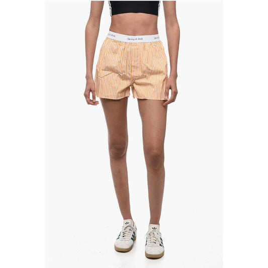 Sporty & Rich Striped CASSIE Shorts with Logoed Elastic Band