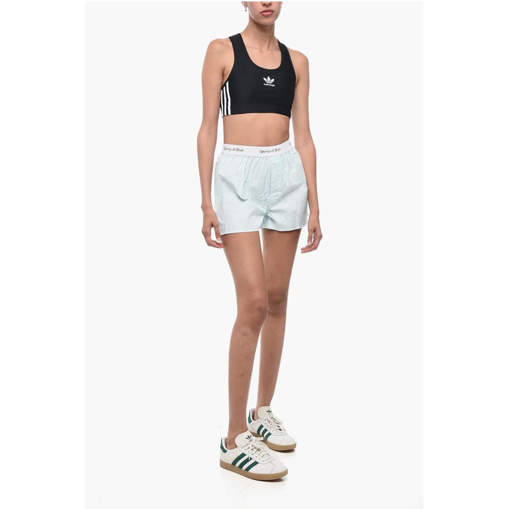 Sporty & Rich Striped Shorts with Logoed Elastic Band