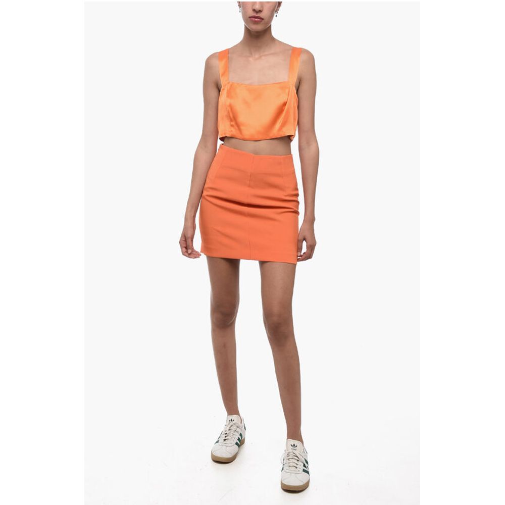 WOERA Side Zipped Silk Crop Top