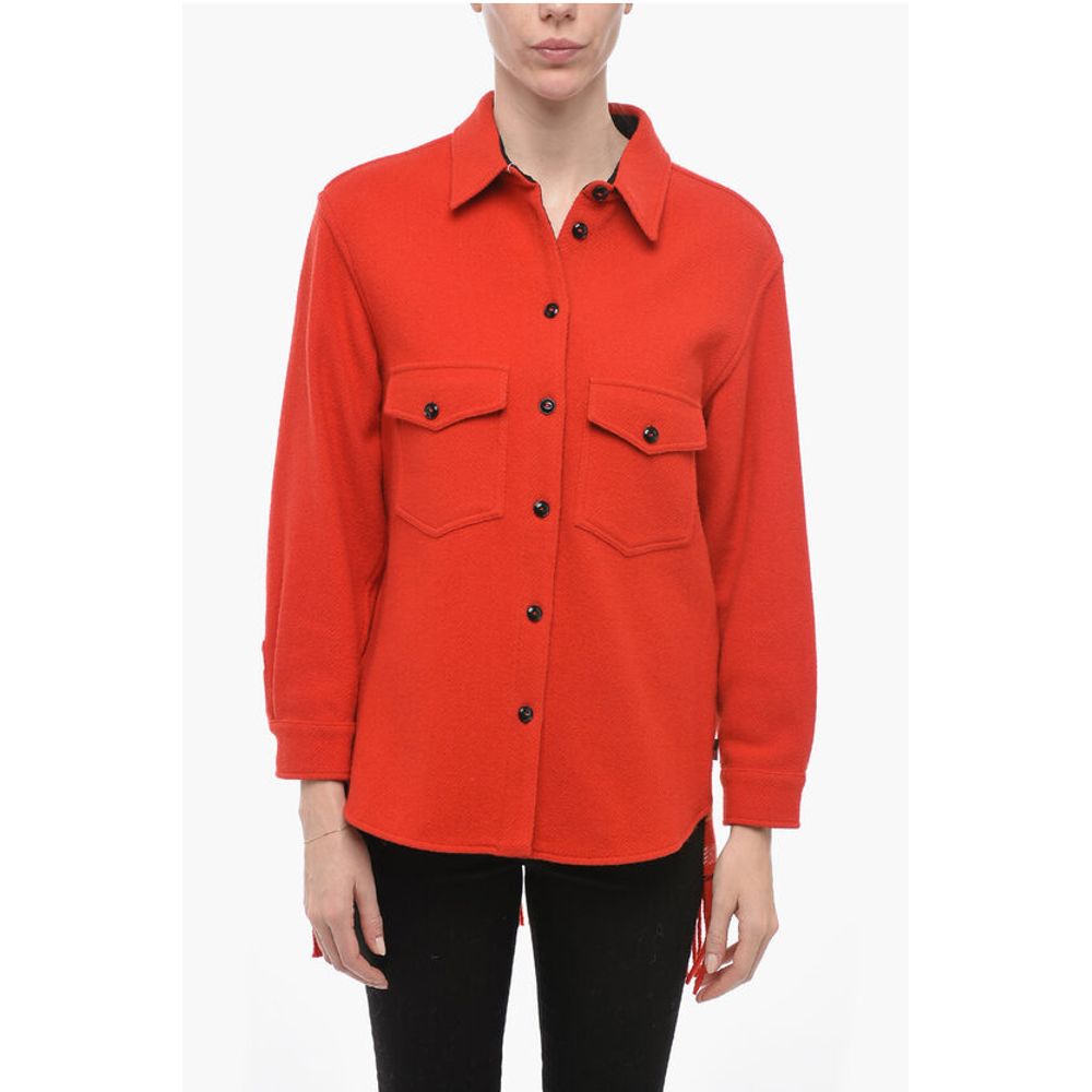Woolrich Wool Blend Shirt with Fringed Detail