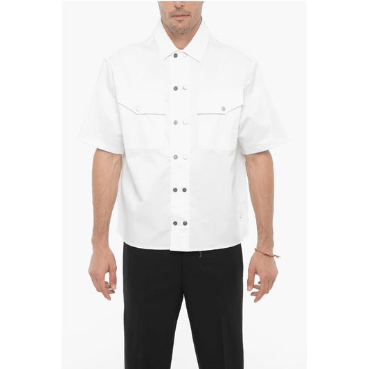 Neil Barrett Short Sleeved Boxy Fit Shirt with Double Breast Pocket