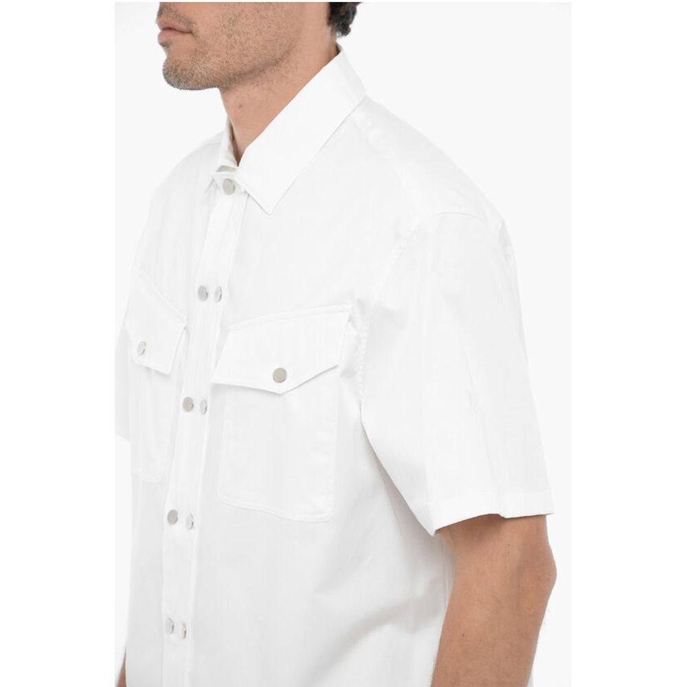 Neil Barrett Short Sleeved Boxy Fit Shirt with Double Breast Pocket