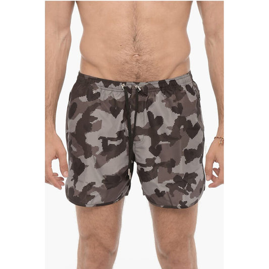 Neil Barrett Camouflage Motif Slim Fit Swim Shorts