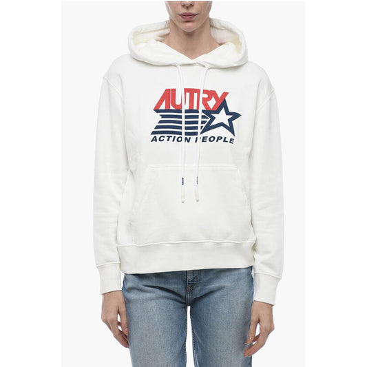 Autry Logo Print Brushed Cotton Hoodie