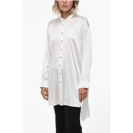 Mr. Mrs. Shirt Satin GIOIA Asymmetric Shirt with Mandarin Collar