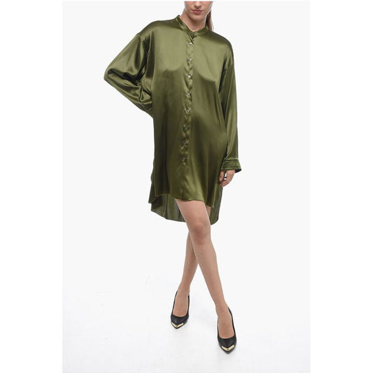 Mr. Mrs. Shirt Satin GIOIA Asymmetric Shirt with Mandarin Collar