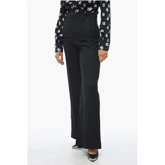 Chloé Flax Blend Palazzo Pants with Double Buttoning