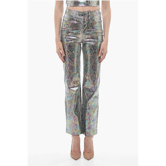 Rotate Snake Effect Straight Leg 5 Pockets Pants
