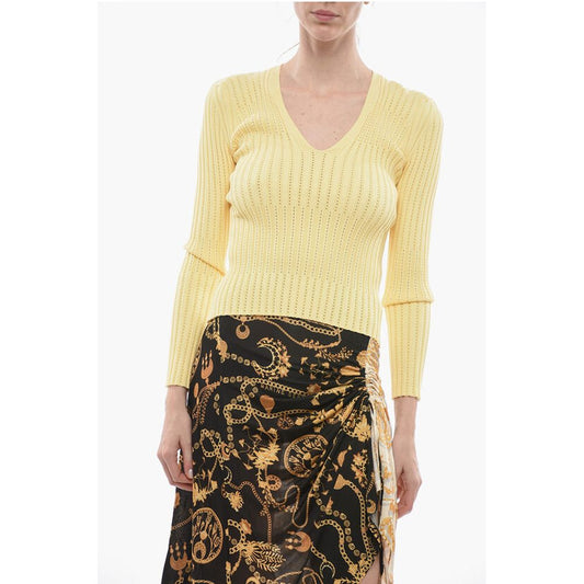 Aeron V-Neck Stretch Fabric Ribbed SHARA Sweater