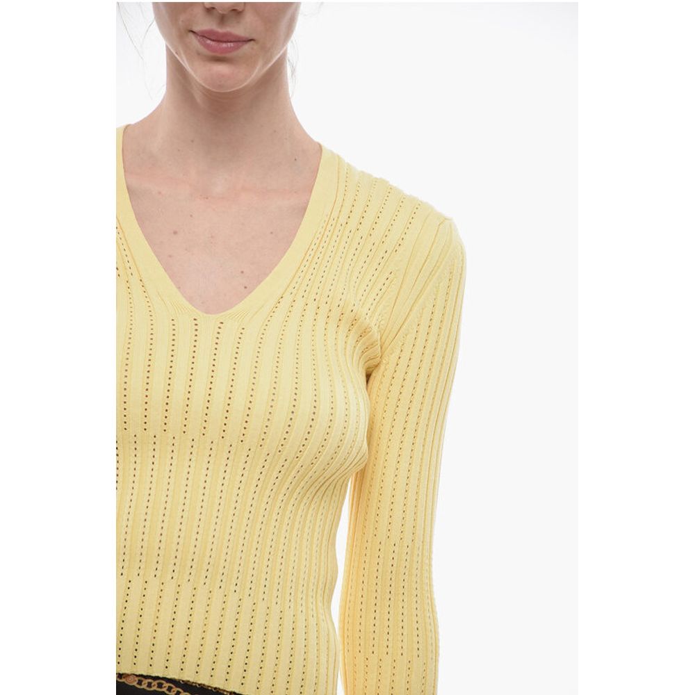 Aeron V-Neck Stretch Fabric Ribbed SHARA Sweater