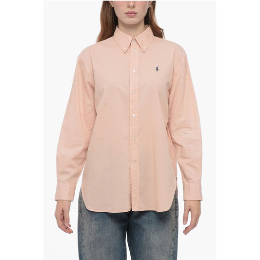Polo Ralph Lauren Solid Color Button-Down Collar Shirt with Embroidered Logo