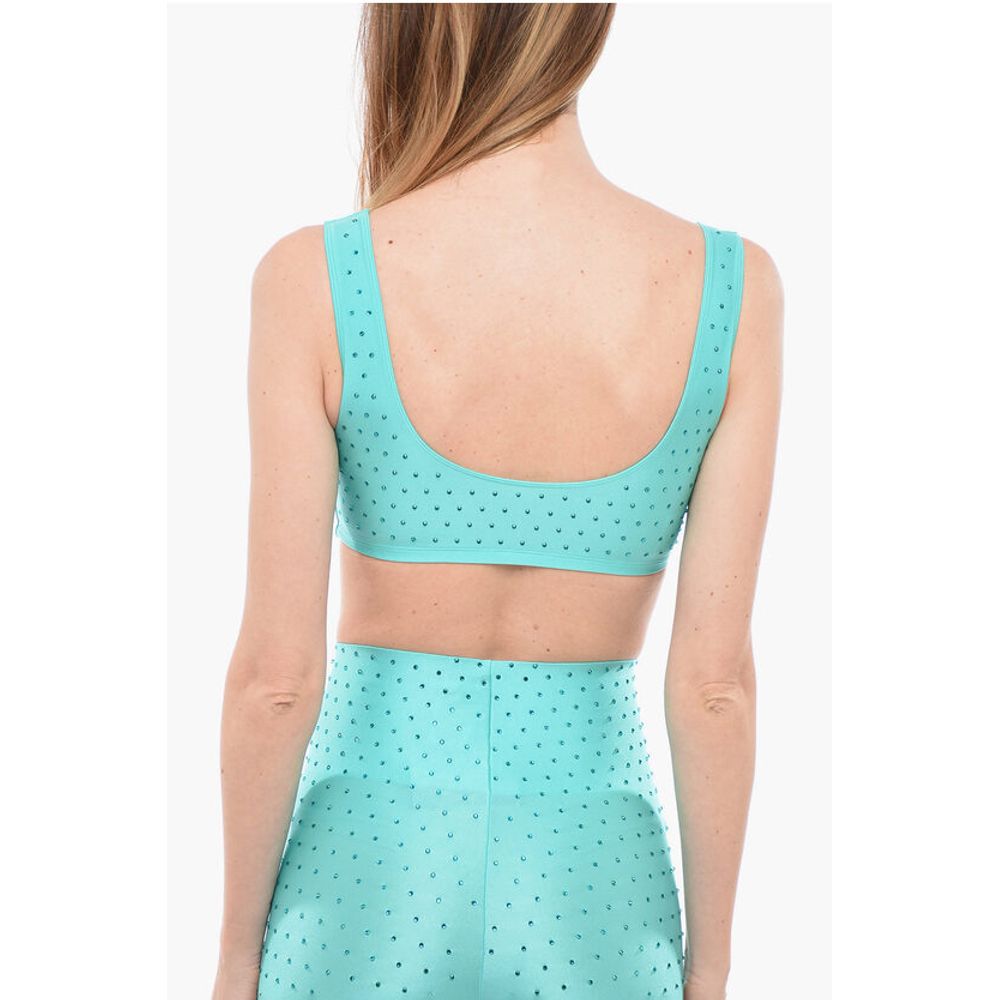 The Andamane Solid Color HOLLYWOOD Crop Top with Rhinestone Embellishment