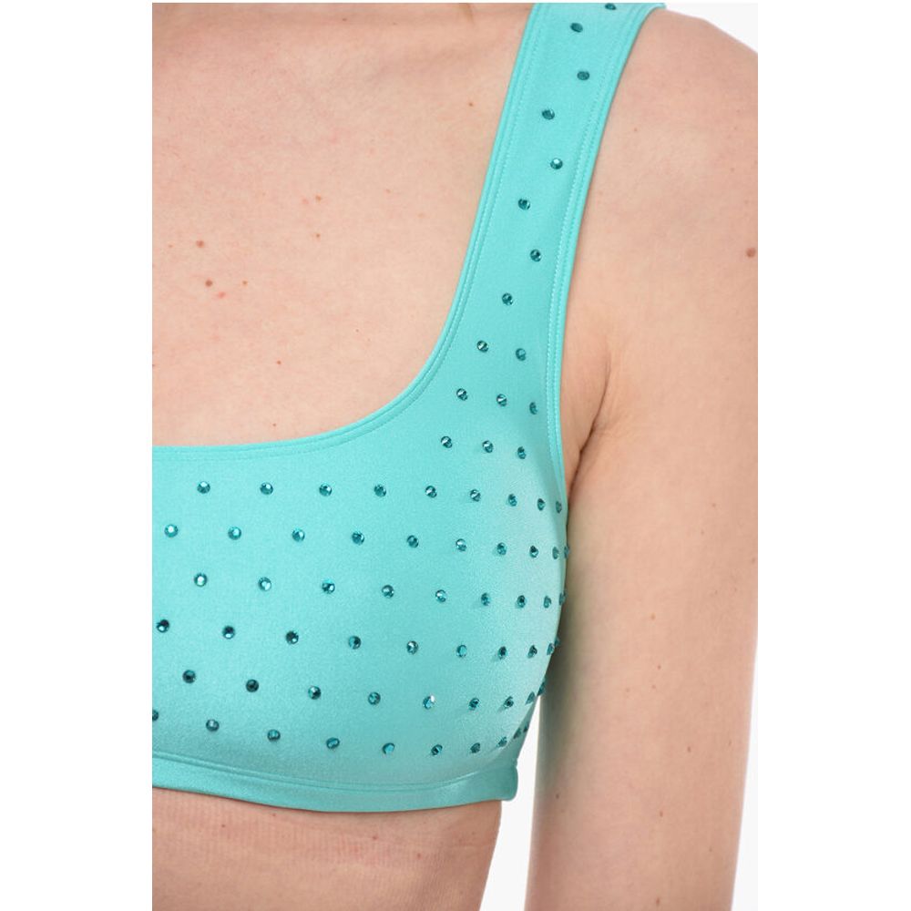 The Andamane Solid Color HOLLYWOOD Crop Top with Rhinestone Embellishment