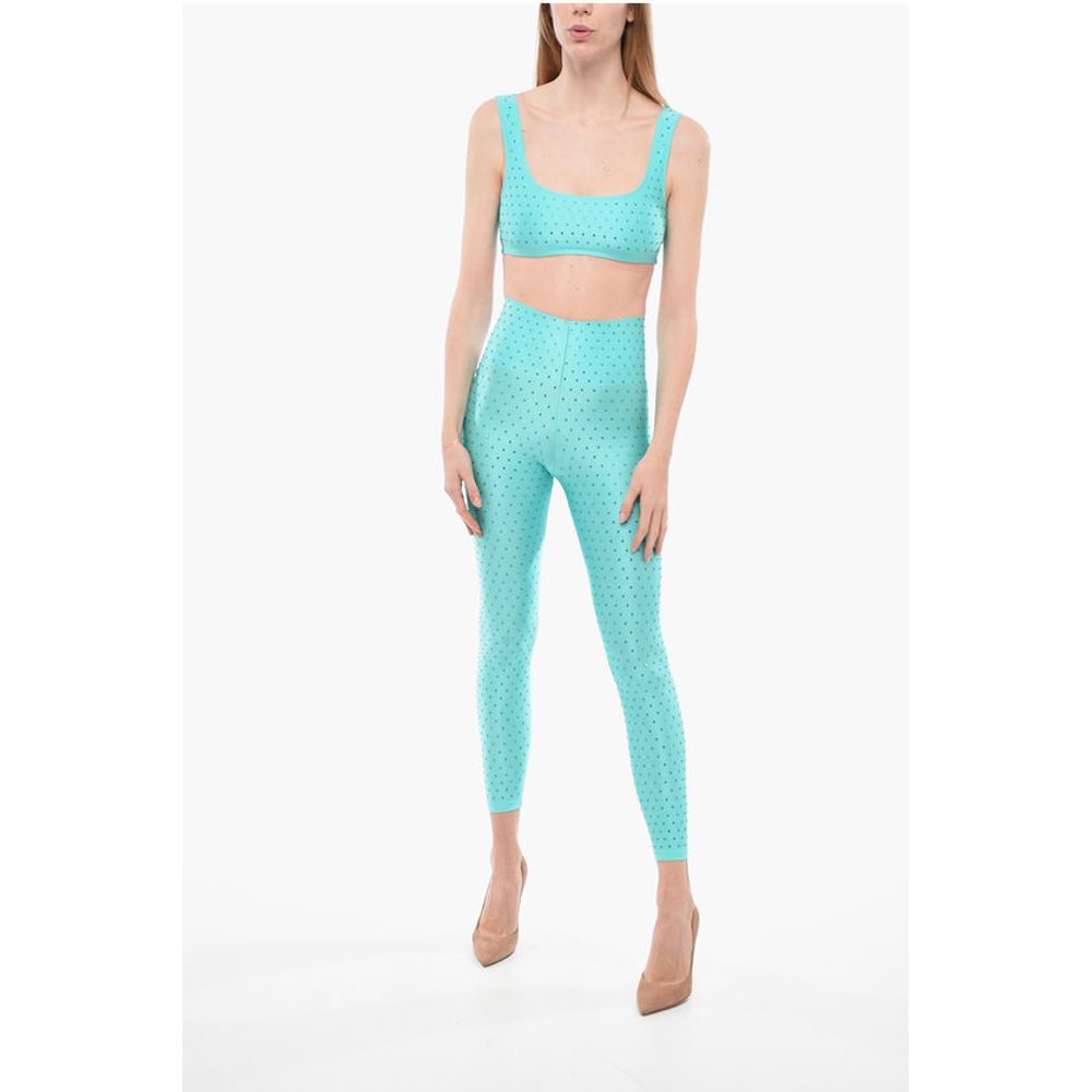 The Andamane Solid Color HOLLYWOOD Crop Top with Rhinestone Embellishment