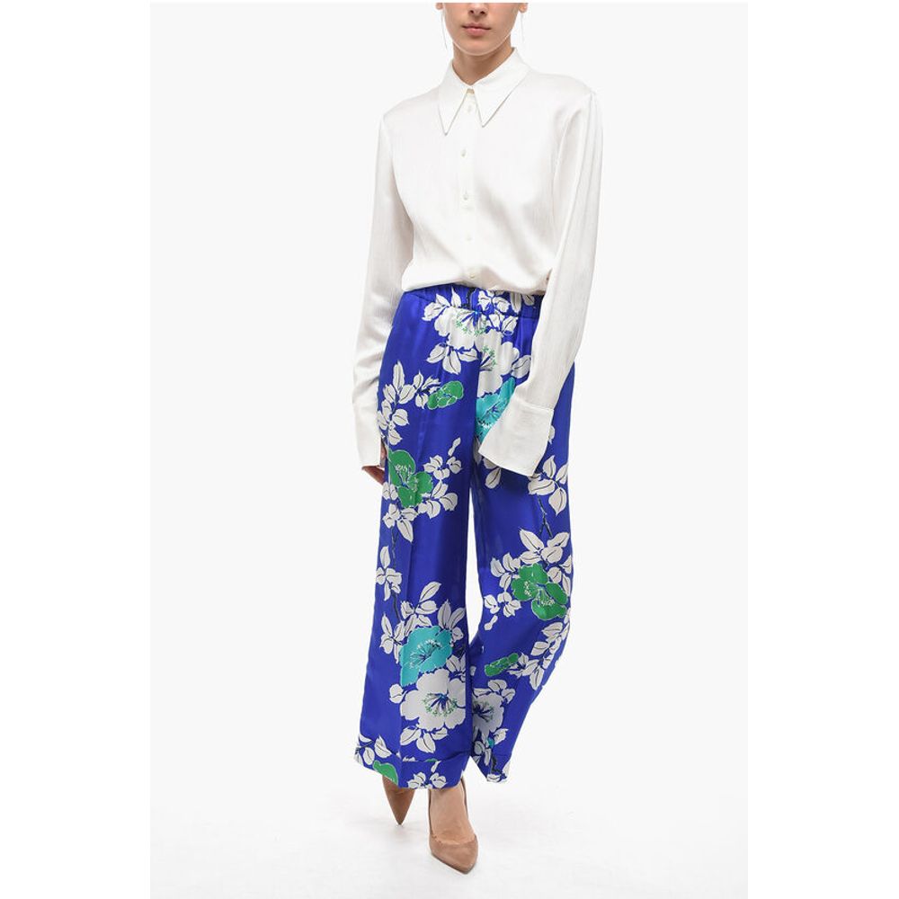 Parosh Silk Palazzo Pants with Floral Print