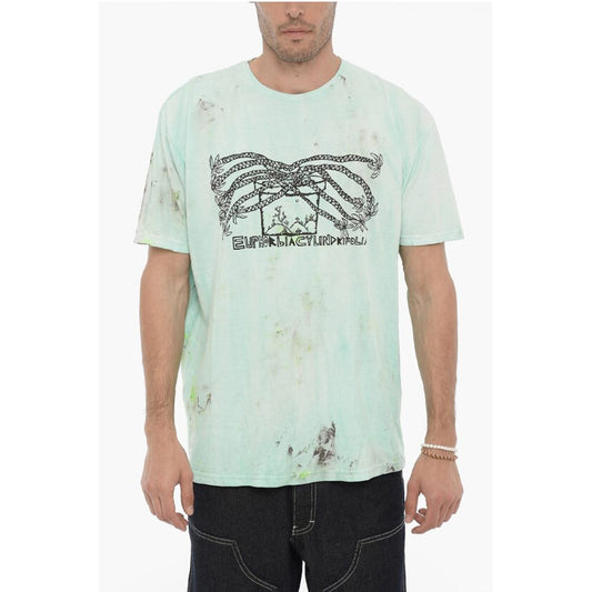 Westfall Dirty Effect Crew-neck T-Shirt with Front Print