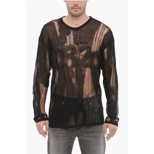 032c Destroyed Effect Sheer Crew-neck Sweater