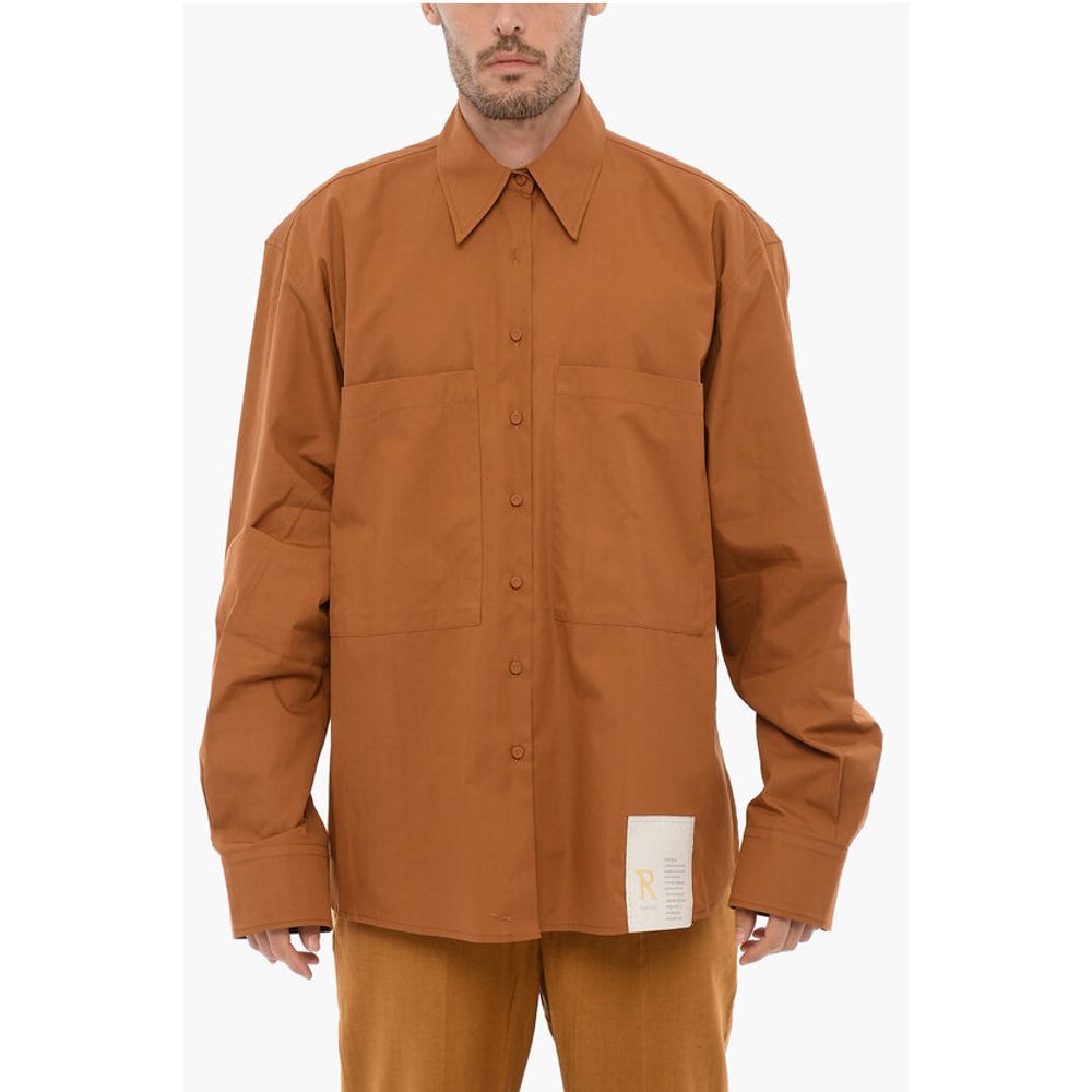 Classic Collar Cotton Shirt with Double Breast Pockets