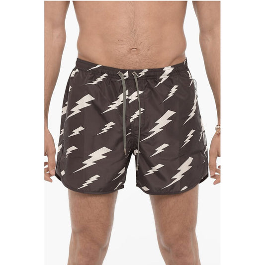 Neil Barrett Slim Fit All-Over Monogram RAIN Swim Shorts