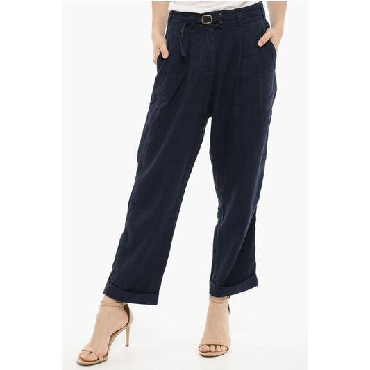 Woolrich Double pleat Cotton and Linen Pants with Belt