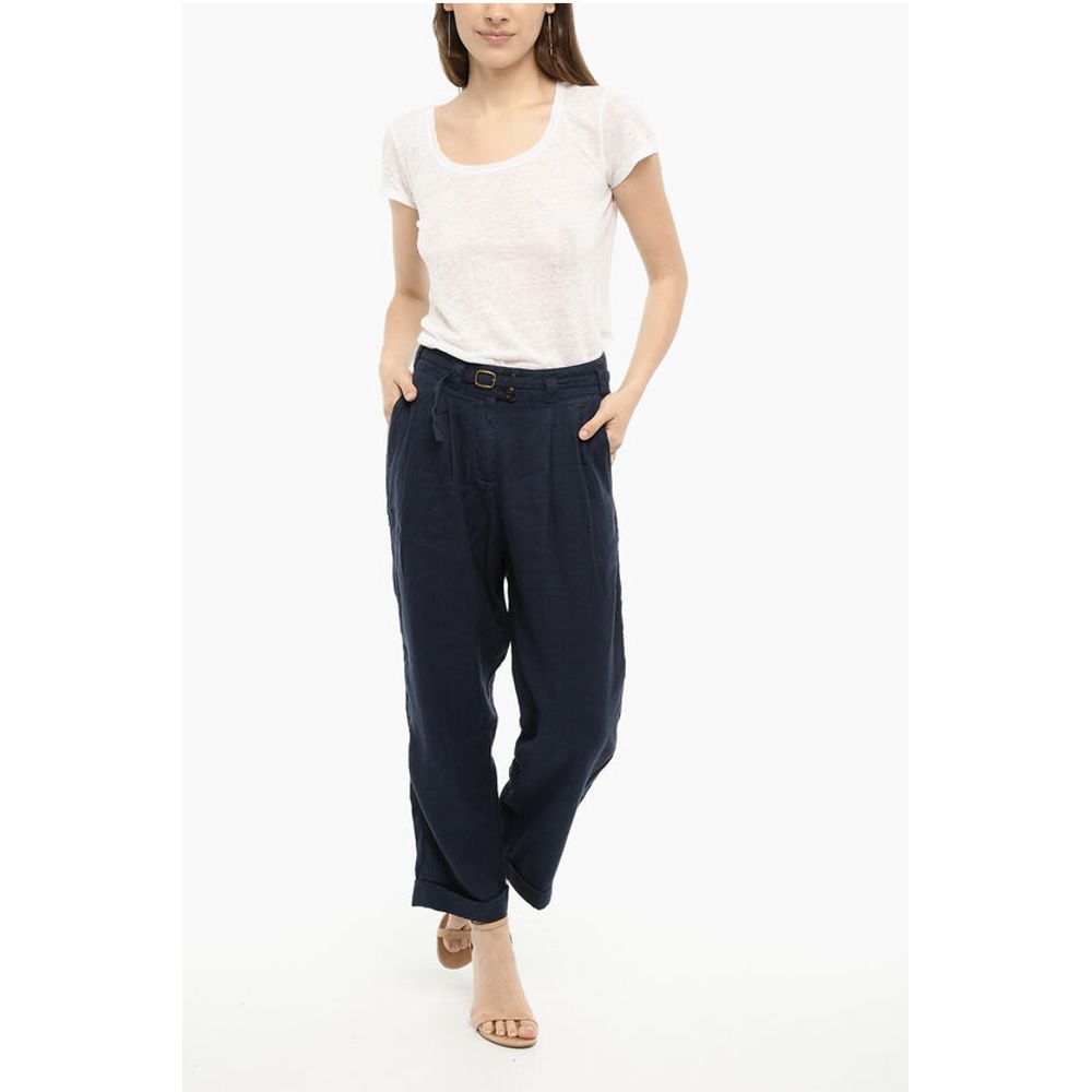 Woolrich Double pleat Cotton and Linen Pants with Belt