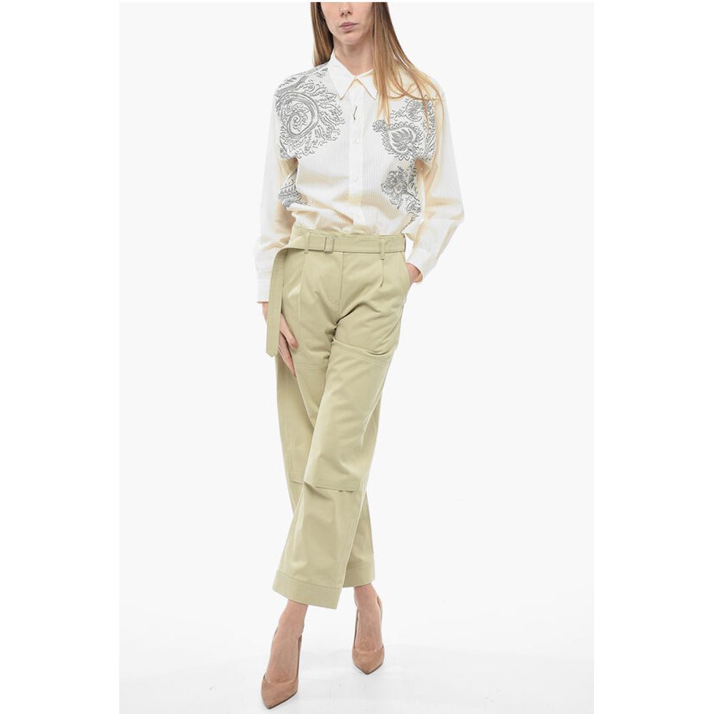 Low Classic Belted Cargo Pants with Front Pleats