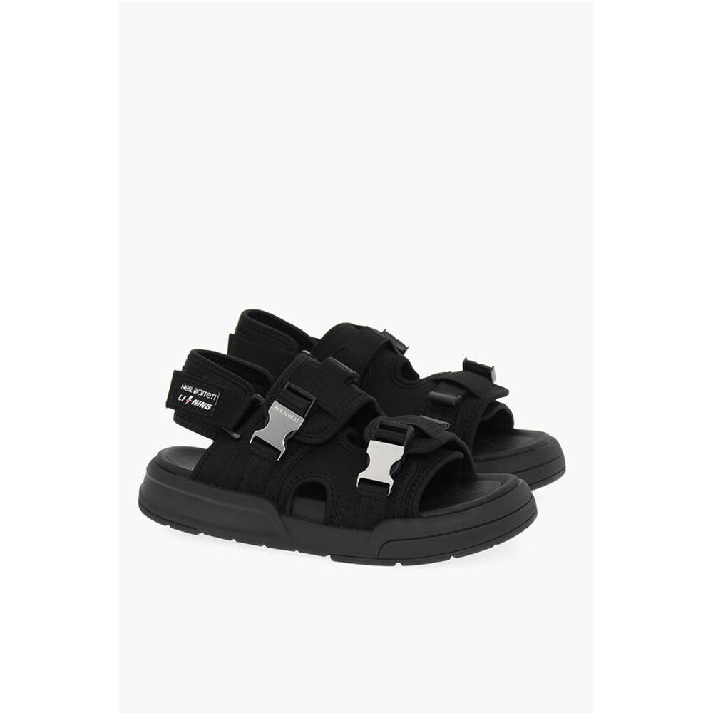 Neil Barrett LI-NING Solid Color Double Buckle Sandals with Socks