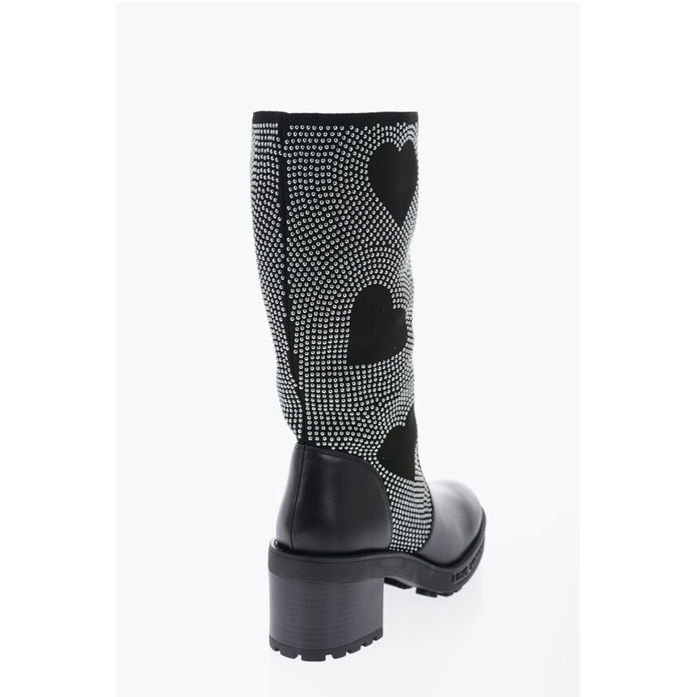 Moschino LOVE Studded High-Boots with Leather Details 8cm