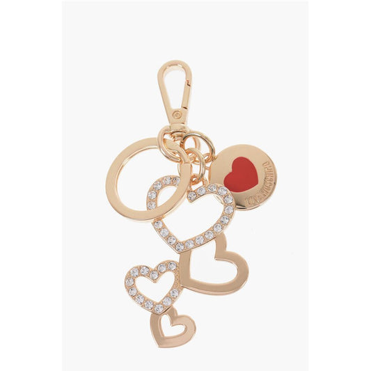 Moschino LOVE Golden-Effect keyring with Heart-Shaped Charm