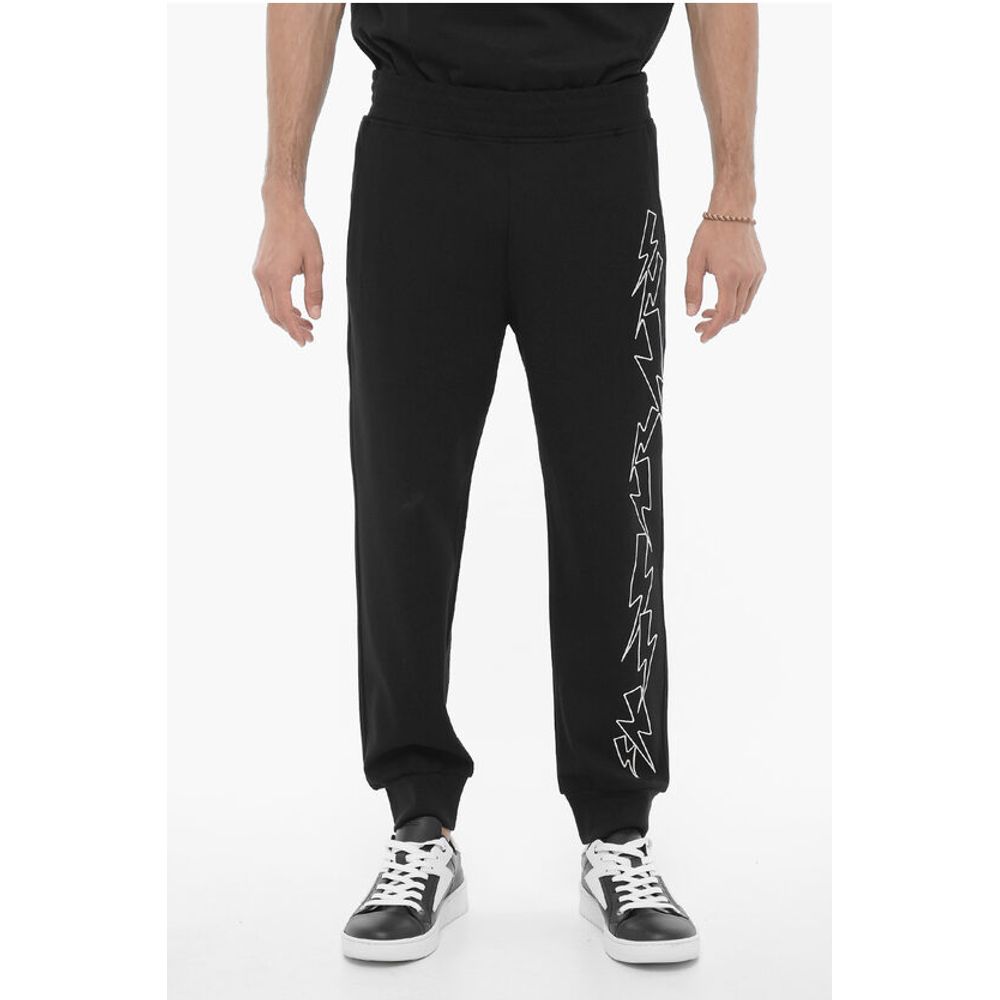 Neil Barrett Skinny Fit BOLTS Joggers with Contrasting Embroidery