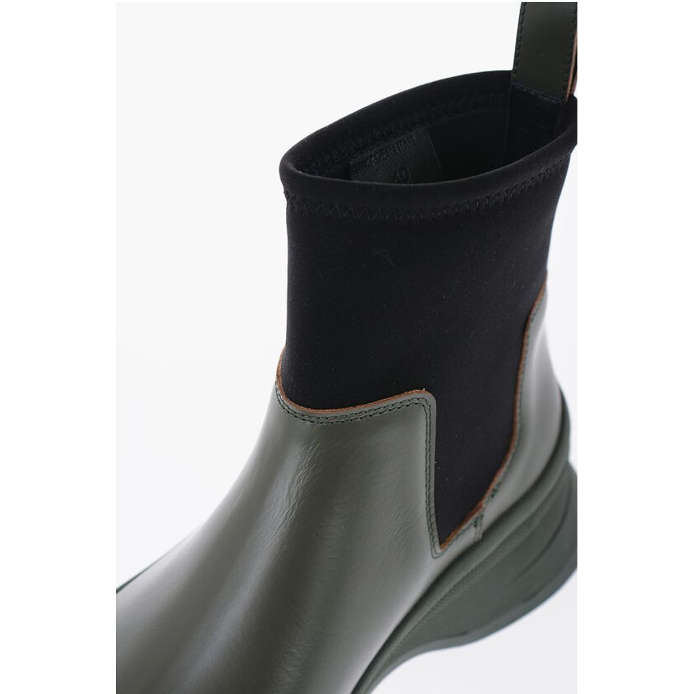 Jil Sander Leather Low Boots With Neoprene Insert