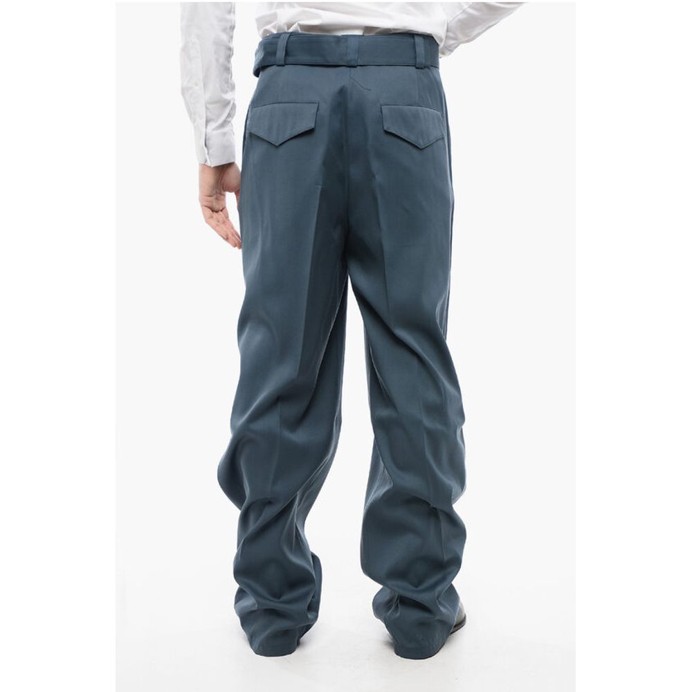 Jil Sander Straight Leg Virgin Wool Pants with Belt