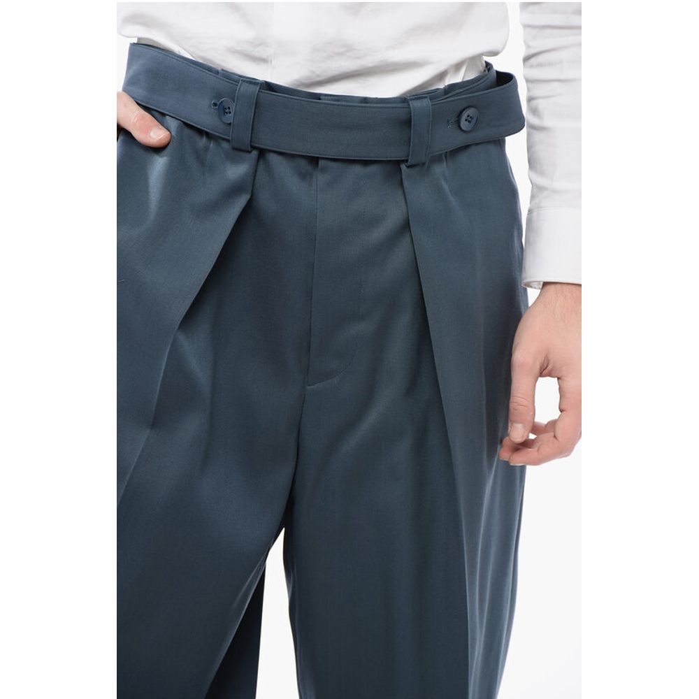 Jil Sander Straight Leg Virgin Wool Pants with Belt