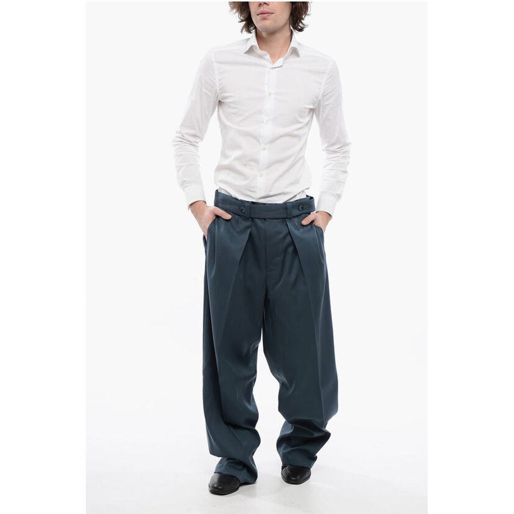 Jil Sander Straight Leg Virgin Wool Pants with Belt